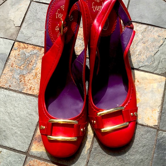 Red wedge sandals size 10 comfortable - Picture 1 of 7